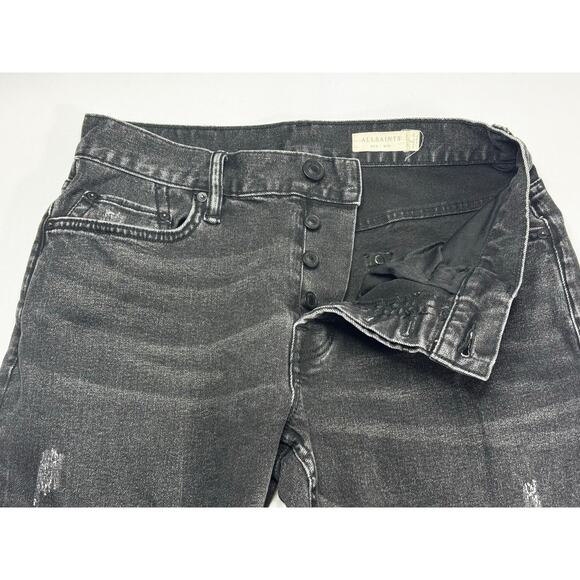 Allsaints Men's Rex Straight Slim Button Fly Black Denim Jeans - Sz 28 (29x31.5) - Picture 2 of 6